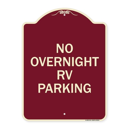 Signmission No Overnight RV Parking Heavy-Gauge Aluminum Architectural Sign, 24" x 18", BU-1824-23824 A-DES-BU-1824-23824